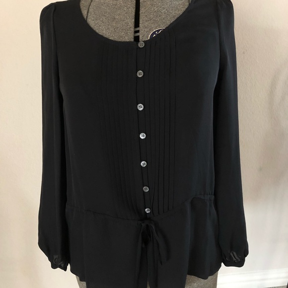 NWOT Theory Black Peasant Blouse - Picture 6 of 7